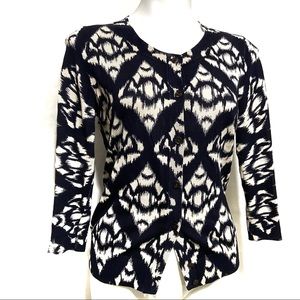 TALBOTS CREAM PATTERN PETITE BUTTON TOP CARDIGAN